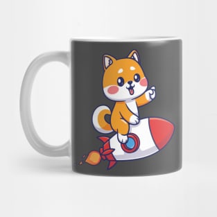 Cute Kawaii Fox on Rocket Mug